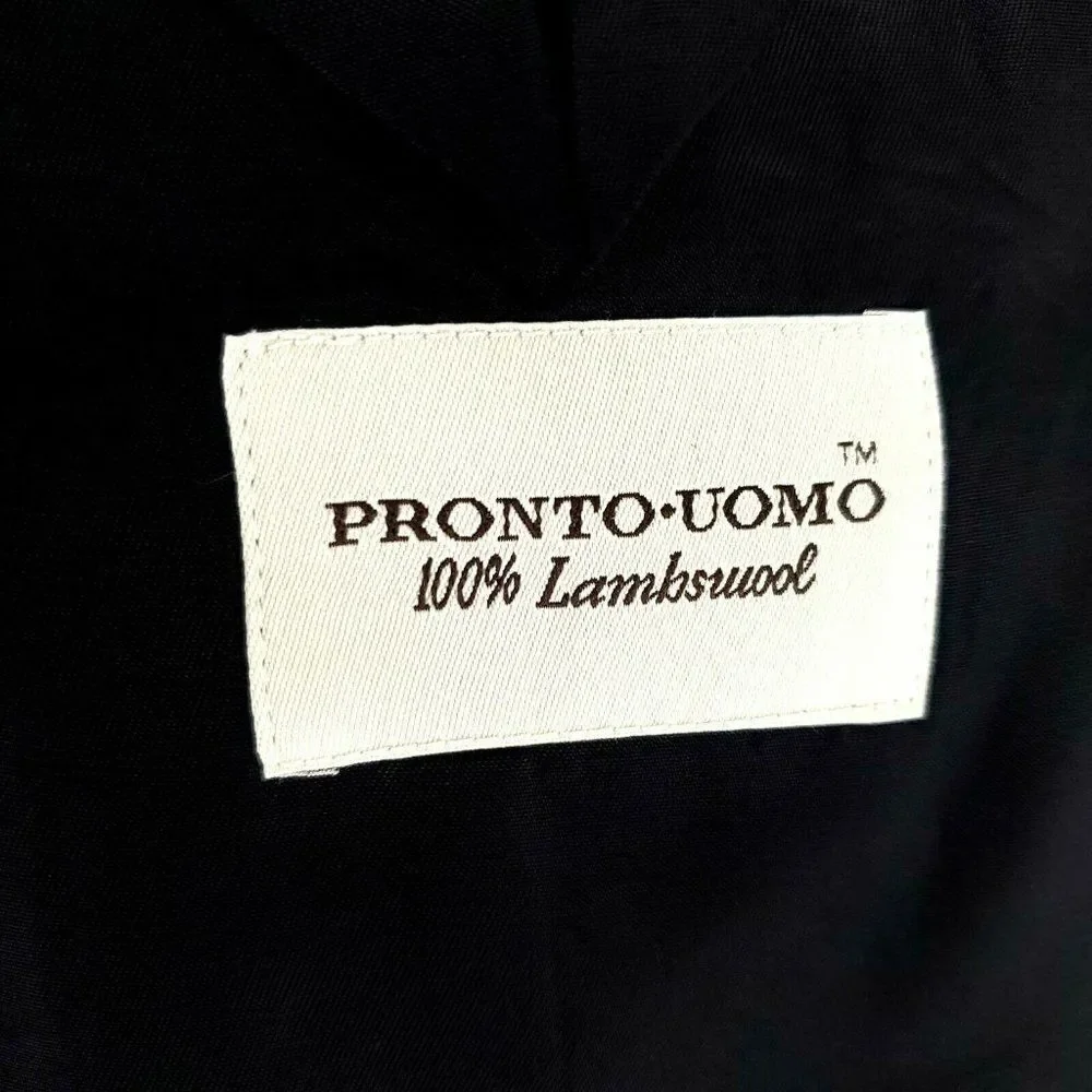 Pronto Uomo Lambswool‎ 2 Button Blazer 44R Gray Herringbone Sport Coat